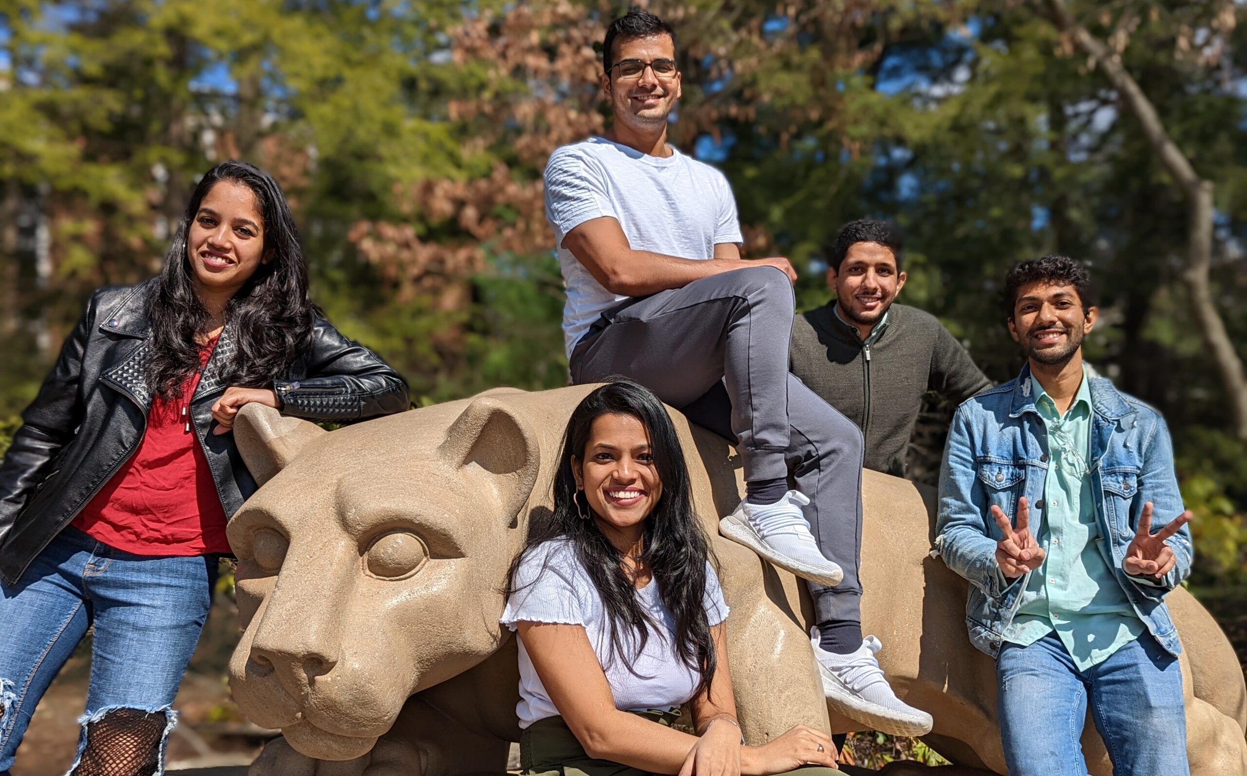 iLenz 2022 Team posing with the Lion Shrine on the Penn State University Park campus